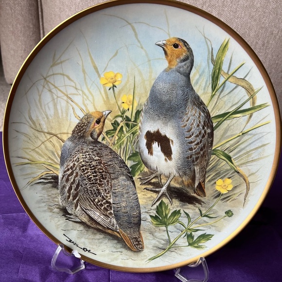 Gamebirds of the World Franklin Porcelain Basil Ede COMMON PARTRIDGE Deco Plate - Picture 2 of 9